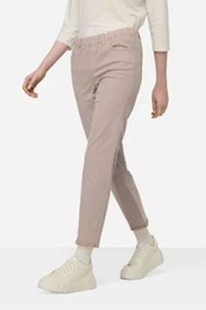 Laurasøn Funktionshose 7/8-Slimhose schmale Passform 4-Pocket Fransensaum rosa 46