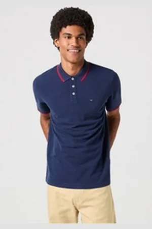 Wrangler Poloshirt POLO SHIRT mit Logostickerei auf der Brust blau M