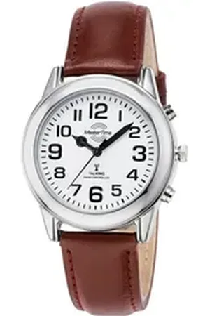 Master Time Funkuhr Sprechende Funkuhr MTGA-10806-12L, Armbanduhr, Quarzuhr, Herrenuhr braun