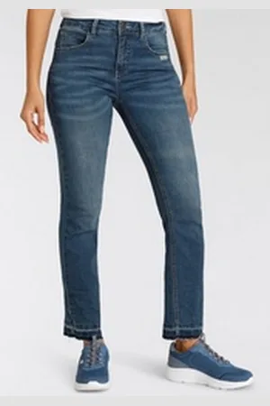 KangaROOS 7/8-Jeans CULOTTE-JEANS gerade Passform, modische Abriebeffekte, normale Leibhöhe blau 42