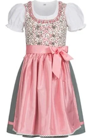 Nübler Dirndl Kinderdirndl 3-teilig Nina in Weiß von 3 teiliges Set aus Dirndl, Bluse und Schürze weiß 146