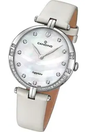 Candino Quarzuhr Damenuhr Elegance, (Analoguhr), Damenuhr Edelstahlarmband creme, weiß, rundes Gehäuse, mittel (34mm) weiß
