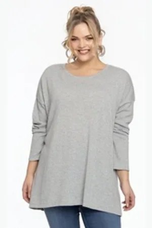 Yoek Longpullover Damen Pullover Große Größen grau 46/48