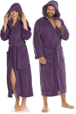 Aqua Bademantel Saunamantel Coral Fleece Kapuze für Sie&Ihn Malibu S lila, Polyester lila S