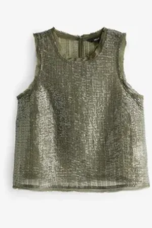 Next Shirttop Ärmelloses Tanktop mit Pailletten (1-tlg) grün 38 (GB: 10)