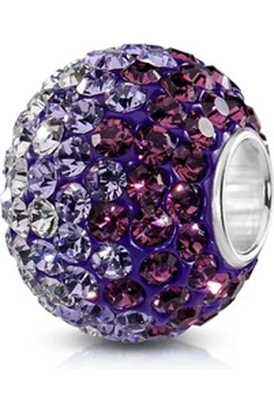 Materia Bead Damen XXL Kristall Bead Kugel Lila Violett 1086, Kern aus 925 Sterling Silber lila|rosa
