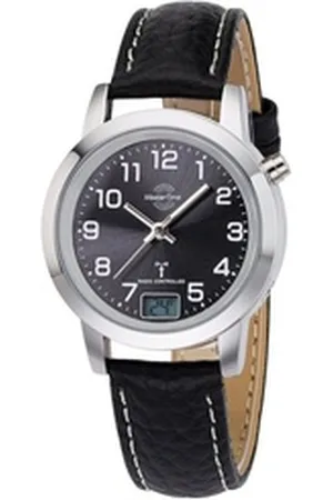 Master Time Quarzuhr Damen-Funkuhr MTLA-10577-24L, analog-digital, Schwarz, Lederarmband