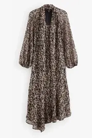 Next Midikleid Asymmetrisches Midikleid mit langen Ärmeln (1-tlg) bunt 48 (GB: 20)