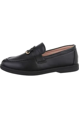 Ital-Design Damen Mokassins Freizeit Slipper Blockabsatz Mokassins in Schwarz schwarz 39 EU