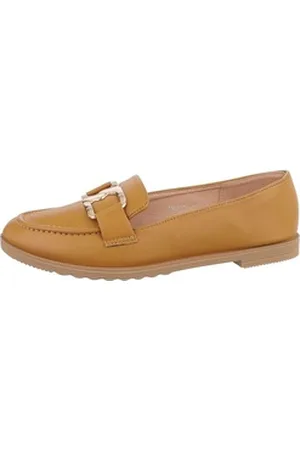 Ital-Design Elegante Loafer mit Komfort und Stiloptionen Mokassin (85697970) Blockabsatz Mokassins in Camel braun 36 EU