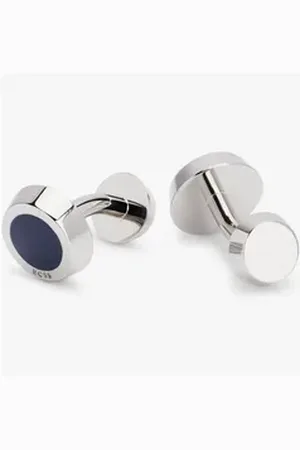 HUGO BOSS Manschettenknöpfe Set Simony Manschettenknöpfe neu, 50495133, Gravur blau|silberfarben