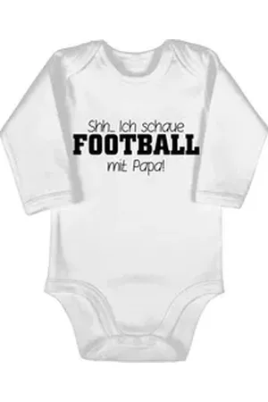 Shirtracer Shirtbody Shh...Ich schaue Football mit Papa! - schwarz Sport & Bewegung Baby weiß 3/6 Monate