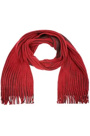 Myrtle Beach Strickschal Zweifarbiger Herren Winter Strickschal / Schal Winter für Männer, mit modischen Fransen, 180 x 21 cm rot