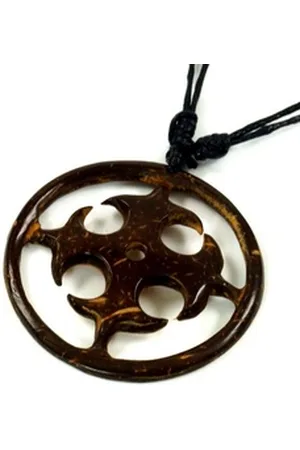 GURU-SHOP Perlenkette Ethnokette Kette mit Kokosanhänger, Surferkette.. braun