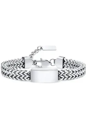 Karma Edelstahlarmband Armband Edelstahl Silber Herren modern Herrenarmband Edelstahlarmband (Karabinerverschluss 19 x 1 cm), Metall Metallarmband Geschenk für Ihn Herrenschmuck Männerschmuck silberfarben