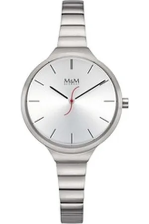 M&M Quarzuhr Armbanduhr Damen silber / gold Circle Line, (1-tlg), Analoguhr rund mit Metallarmband Edelstahlarmband, Designer Uhr, deutsche Manufaktur, inkl. edles Etui silberfarben