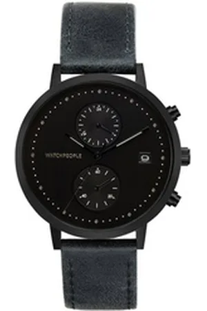 Watchpeople Multifunktionsuhr Cosmo Black WP 049-01, flach, Datumsanzeige, Dual-Time, easy release Band