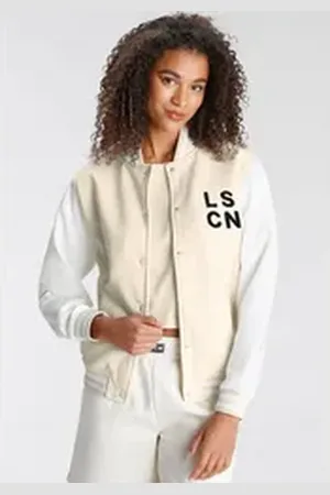 Lascana Sweatjacke im College Stil, Loungeanzug beige 40/42
