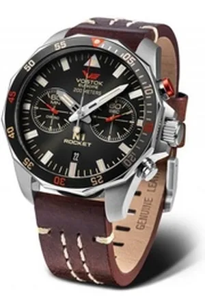 Vostok Chronograph Rocket N1 Herrenuhr 46 mm Herren-Armbanduhr mit Lederband, 225A618-L, Präzisionschronograph für anspruchsvolle Uhrenliebhaber