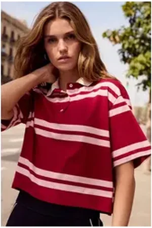 Next Rugbyshirt Gestreiftes Rugby-Poloshirt (1-tlg) rosa M
