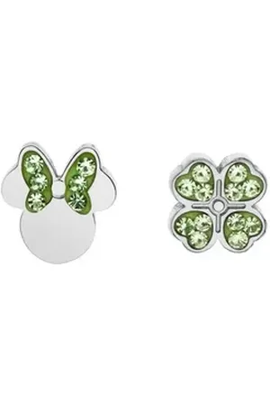 Disney Paar Ohrstecker © Minnie Mouse Klee Ohrstecker Edelstahl silber grün, hellgrüne Zirkonia Steine silberfarben