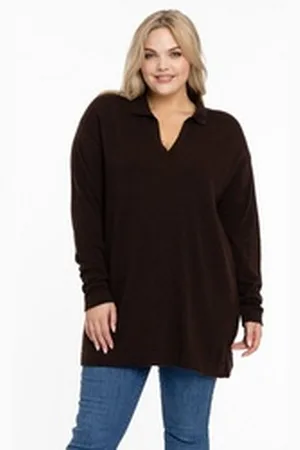 Yoek Longpullover Damen Pullover Große Größen braun 38/40