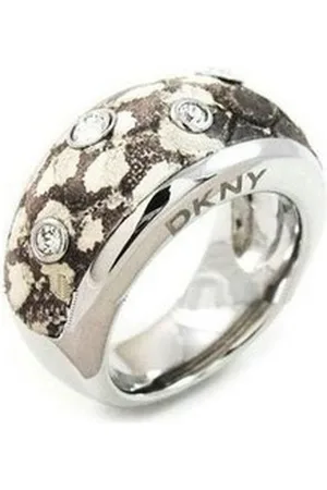 DKNY Fingerring Damen, aus Edelstahl, Silber, Zirkonia, Gr. 55 (17,5mm) silberfarben