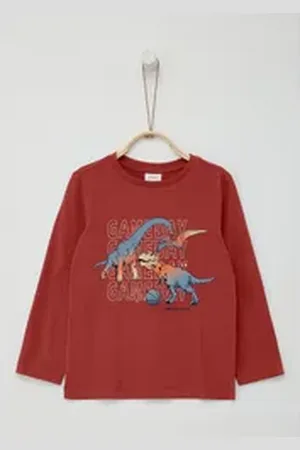 QS by s.Oliver Langarmshirt Langarmshirt aus Baumwolljersey mit Frontprint rot 92/98
