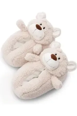 NICI BÄR BENDIX Plüsch Hausschuhe Pantoffel, Kuscheltier-Hausschuh mit Bären Motiv beige 34-37 EU