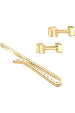 Kuzzoi Krawattennadel Set Krawattennadel Manschettenknöpfe Basic 925 Silber goldfarben