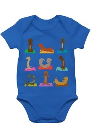 Shirtracer Shirtbody Dackel Yoga Dackel Lustig Hunde blau 1/3 Monate