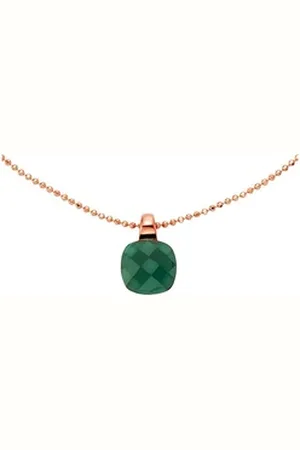 Jamelli Kette mit Anhänger 925 Silber rosé vergoldet Quarz grün (beh) rot