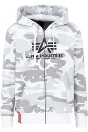 Alpha Industries Hoodie Men - Hoodies Basic Zip Hoodie Camo weiß S