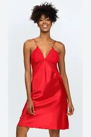 DKaren Negligé sinnlicher Satin-Look rot XL