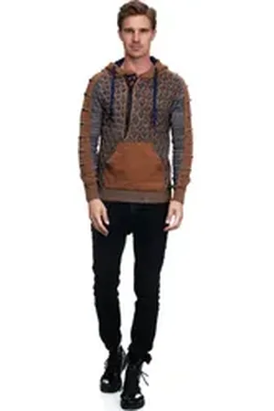 Rusty Neal Kapuzensweatshirt in ausgefallenem Design braun|gelb|grau L