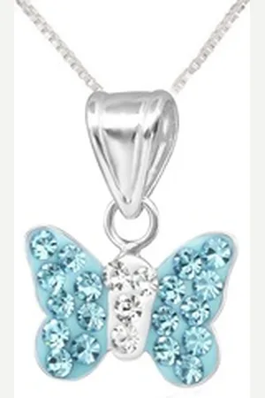 schmuck23 Kettenanhänger Anhänger Kette Schmetterling 925 Silber Kinder Mädchen (Halskette mit Anhänger), Silberanhänger Kettenanhänger Kinderschmuck Halskette blau