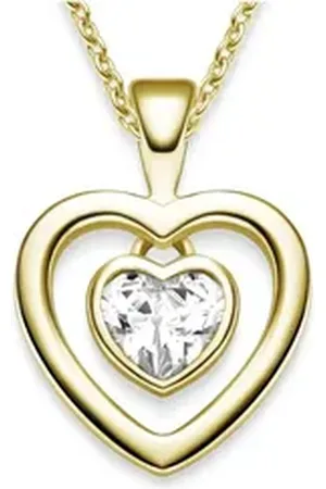 Amoonic Herzkette Halskette Damen Silber 925 Frauen Kette mit Zirkonia Herzanhänger (inkl. Schmucketui), Echte Herz Silberkette Gold Rosegold vergoldet Geschenk Freundin goldfarben