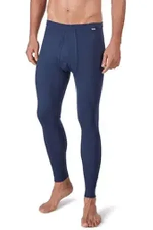 HUBER Lange Unterhose Herren Pant lang mit Eingriff Cotton Fine Rib (Stück, 1-St) mit eingriff blau XXL