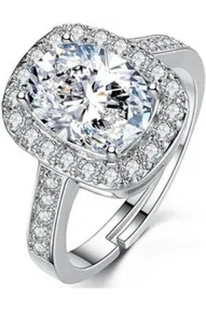 YouBella Fingerring Solitär Kristall-Schmuck Ring Legierung Für Frauen & Mädchen (Hautfreundlich, Nicht-Allergisch), Versilbert, Perfekt für alle Anlässe, Am besten zum Verschenken silberfarben