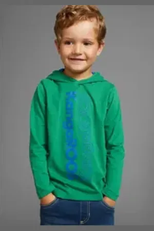 KangaROOS Kapuzenshirt Kleine Jungen Langarm, Basic-Passform, bedruckt, aus 100% Baumwolle grün 104/110