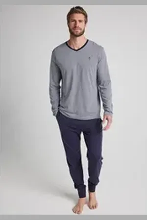 Jockey Pyjama Night & Day (2 tlg) Langarm, V-Ausschnitt blau XXXL