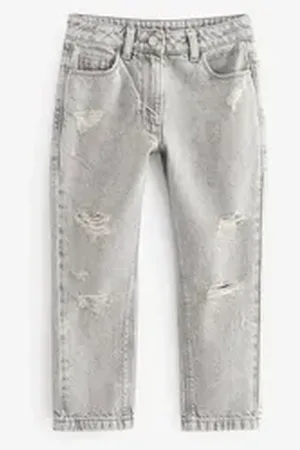 Next Destroyed-Jeans Mom-Jeans im Distressed-Look (1-tlg) grau 146 (11 J.)