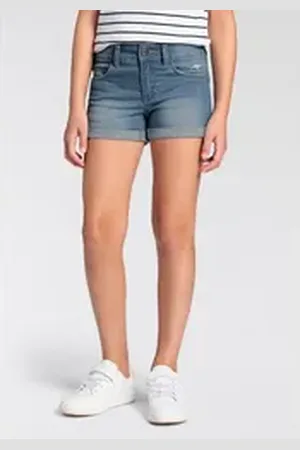KangaROOS Shorts, Jeans-Shorts mit Stretch für Mädchen, mit Logo-Stickerei blau 128