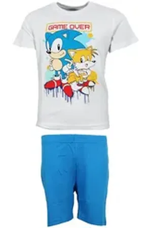 Sonic The Hedgehog The Hedgehog Schlafanzug Sega The Hedgehog Tails Jungen Kinder Pyjama Gr. 104 bis 134 weiß 122