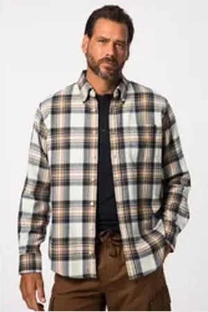 JP 1880 Businesshemd Trekking-Karohemd Outdoor Langarm weiß 4XL