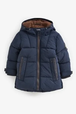 Next Steppjacke Steppmantel mit Teddykunstfellfutter (1-St) blau 74-80 (9-12 Mon.)