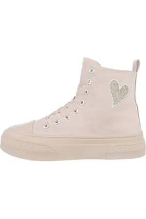 Ital-Design Damen High-Top Freizeit Sneakerboots Keilabsatz/Wedge Sneakers High in Beige beige 37 EU