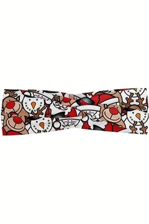 Abakuhaus Stirnband Elastisch und Angenehme alltags accessories Weihnachten Schneemann-Ren-Kinder rot|weiß