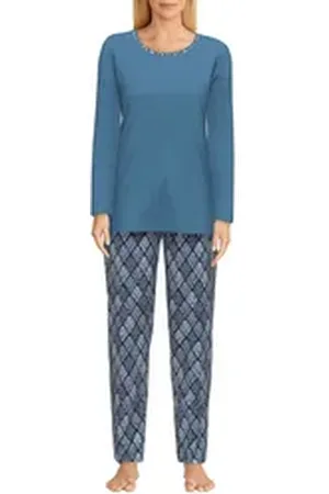 Götzburg Pyjama Damen Pyjama blau bedruckt (1 tlg) blau 44