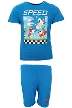 Sonic The Hedgehog The Hedgehog Schlafanzug Sega The Hedgehog Jungen Kinder Pyjama Gr. 104 bis 128 blau 122